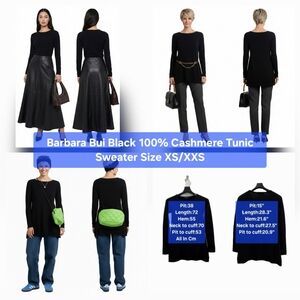 Barbara Bui Black 100% Cashmere Tunic Sweater Size XS/XXS